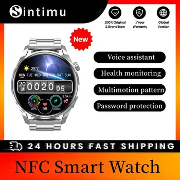 Смарт-часы NFC 1.39 с большим экраном Интеллектуальные спортивные часы Bluetooth для здоровья, контролирующие частоту сердечных сокращений, уровень кислорода в крови, фитнес-умные часы
