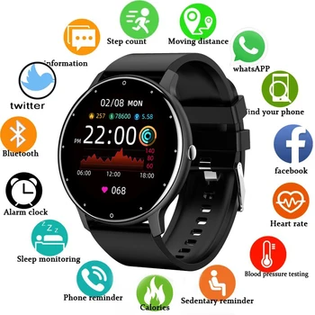 Смарт-часы Мужские женские Спортивные фитнес-часы с сенсорным экраном, водонепроницаемые IP67, Bluetooth для Android IOS, умные часы мужские