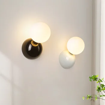 Современные светодиодные настенные светильники со стеклянным шаром в скандинавском стиле - Декор стен у кровати в спальне, гостиной, Настенные светильники для декора ванной комнаты, Настенное бра