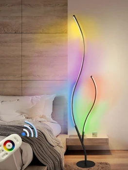 Современные филиалы RGB Угловые напольные светильники для гостиной спальни Внутренний домашний декор Светодиодная красочная лампа в виде дерева