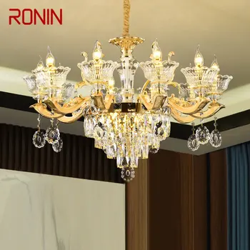 Современные хрустальные люстры RONIN, золотая роскошная светодиодная свеча, Подвесные светильники для дома, гостиной, спальни