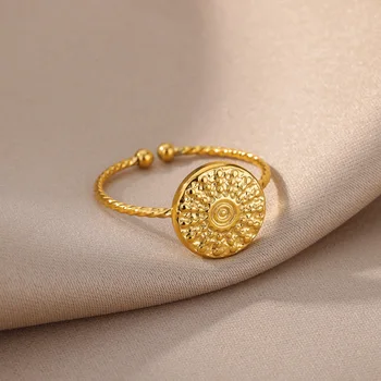 Солнечные кольца из нержавеющей стали для женщин с простым спиральным узором, укладывающие ленты, Тонкое кольцо на указательный палец, открывающие обручальные кольца, ювелирные изделия