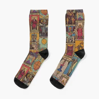 Старшие Арканы Таро Винтажные носки в стиле пэчворк Мужские МОДНЫЕ компрессионные чулки в стиле хип-хоп дизайнерские носки