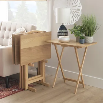 Столовый набор Powell Barclay с откидным подносом, 5 предметов, Натуральные столы мебель для гостиной журнальный столик