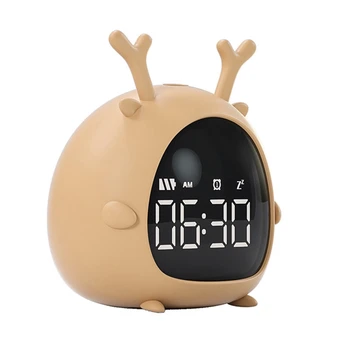 Студенческий будильник Часы для зарядки через USB Цифровые светодиодные часы Мини Электронный детский будильник Коричневый