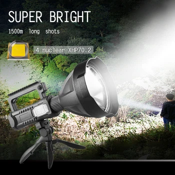 Супер яркий светодиодный фонарик, сильный свет, портативный ручной прожектор для рыбалки на открытом воздухе, Usb перезаряжаемый фонарь со штативом