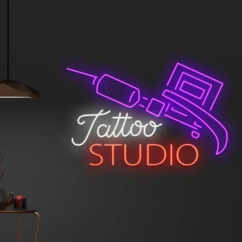 Татуировка Пирсинг Неоновая вывеска на Заказ Светодиодная Неоновая настенная вывеска Man Cave для тату-салона, студии, магазина, светодиодного настенного декора, логотипа бизнес-магазинов