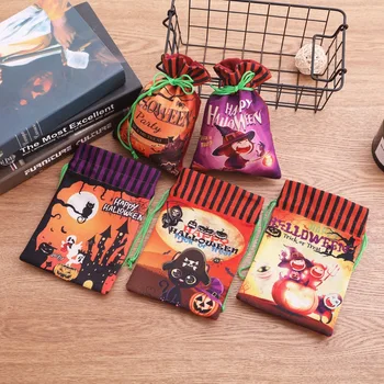 Тканевый пакет для конфет на Хэллоуин, пакеты для упаковки печенья-призрака из тыквы, пакеты для закусок, детские украшения для вечеринки в честь Хэллоуина