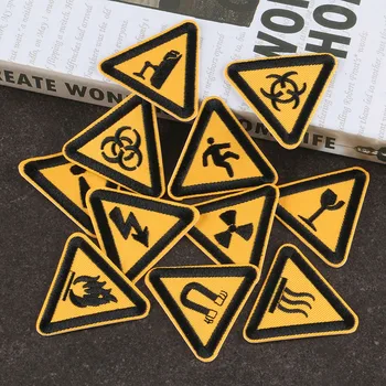 Треугольные предупреждающие знаки, вышитые аппликации, таблички с дорожными предупреждениями, Небольшие нашивки, приклеенные утюгом, Декоративные наклейки для одежды