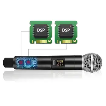 УКВ Беспроводной микрофон Портативные микрофоны для караоке 2 батарейки для микрофона