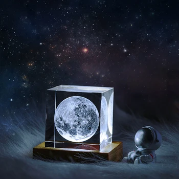 Украшения прозрачный хрустальный куб настольные украшения креативная резьба по Луне ремесла украшения подарок студенту на день рождения оптом