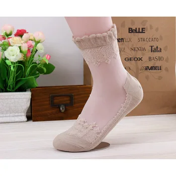 Ультратонкие Короткие кружевные прозрачные носки Красивые эластичные хрустальные носки Мягкие носки Женские компрессионные носки для женщин