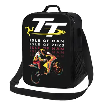 Флаг острова Мэн TT Термоизолированная сумка для ланча Мотоциклетный Спортивный контейнер для работы учебы и путешествий Многофункциональная коробка для Бенто