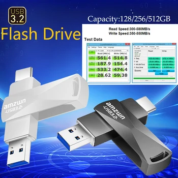 Флэш-накопитель USB3.2 Type-C USB Type C Флэш-накопитель 512GB 256GB 128GB высокоскоростной водонепроницаемый