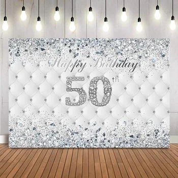 фон на день рождения 50th sliver для изголовья кровати в фотостудии с бриллиантами для украшения вечеринки по случаю дня рождения для взрослых фотобудка