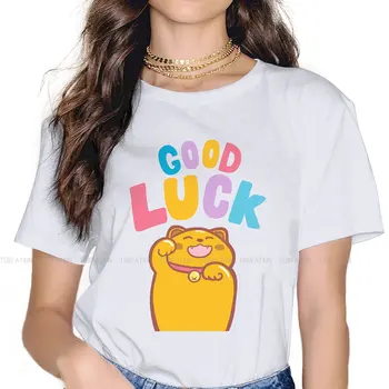Футболка для девочек Lucky Cat, женские топы Good Luck, графические забавные футболки, женская футболка размера Оверсайз 4XL