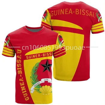 Футболка с Национальным флагом Гвинеи-Бисау 2023, Повседневная Модная Уличная футболка Оверсайз С круглым вырезом, Мужская и женская футболка