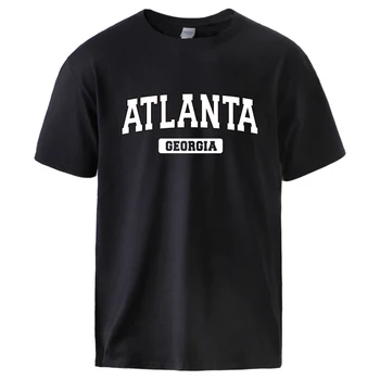 Футболка с принтом Атланты Джорджии, Мужская Негабаритная Мягкая Модная Футболка, Повседневная Свободная Дышащая Одежда, Хлопковая Мужская футболка Harajuku