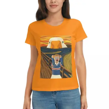 Футболки-пародии на знаменитую картину The Honk - Goose - The Scream, дорожные оранжевые повседневные футболки с рисунком, высококачественный размер Eur