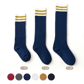 Хлопчатобумажные носки для мальчиков от 1 до 12 лет, спортивные носки для малышей, носки до щиколоток для девочек, детские мягкие детские носки в полоску, аксессуары для школьной одежды