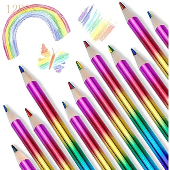 Цветные радужные карандаши 4 цвета в 1 для детей, разноцветные карандаши, Лазерные цветные карандаши для рисования, школьная живопись для детей и взрослых