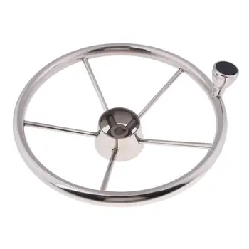 Цельнокроеное рулевое колесо для морской лодки, 5 спиц, 13,5 дюймов, нержавеющая сталь