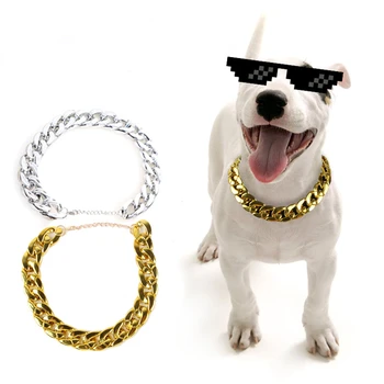 Цепочка для ошейника из АБС-пластика с бриллиантами, блестящее ожерелье для Бульдога, Кошачий Ошейник, Аксессуар для домашних животных, Маленькая Собачка, Золотой Ошейник для собак