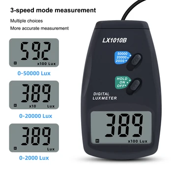 Цифровой измеритель освещенности Портативный иллюминометр с ЖК-дисплеем с блокировкой показаний и функцией индикации низкого энергопотребления