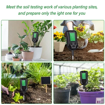 Цифровой тестер Ph 4-в-1, измеритель температуры, освещенности, влажности почвы, окружающей среды, Отлично подходит для сада, газона, фермы