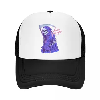 Череп Дальнобойщика Шляпы Мужчины Женщины изогнутые Хэллоуин Милые Шляпы Мрачного Жнеца Солнцезащитная Шляпа Гольф Шляпы Snapback Кепки Сетчатая Бейсболка Моющаяся