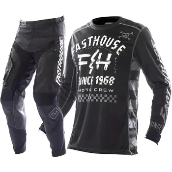 Черно-белый комплект снаряжения для мотокросса, трикотажные брюки, комбинированный комплект для гонок на квадроциклах MX, комплект из джерси для бездорожья с карманной одеждой для гонок на байках