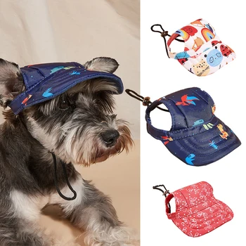 Шапка для домашних собак, солнцезащитная шапка, бейсболка, спортивная шапка для улицы с отверстиями для ушей, регулируемая шапка для домашних животных Для маленьких и средних собак, Аксессуары