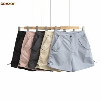 Широкие женские брюки-карго, Короткие летние шорты с завязками по бокам, приталенная модная одежда в стиле харадзюку, Conjuntos Curtos