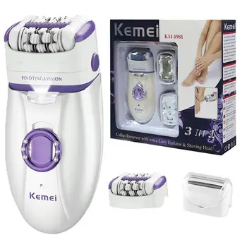 Электрический эпилятор Kemei для женщин, бритва для удаления волос на ногах, теле, лице, леди, триммер для бикини, эпилятор для лица, перезаряжаемый
