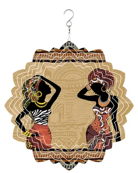 Этнический стиль Африканские женщины Черные Женщины Открытый Ветряной Колокольчик Сад Подвесной Домашний Декор из нержавеющей Стали 3D Вращающийся Ветряной Спиннер