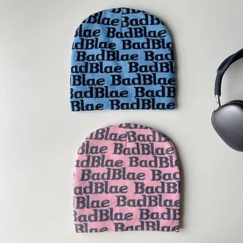 Южнокорейский дизайнер бренд Письмо печати уличная трендовая вязаная осень холодная шапка теплая защита уха шерстяная шляпа 