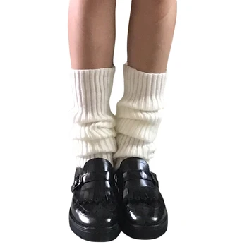 Японские Длинные носки Y2K JK Lolita, женские гетры, Вязаный теплый чехол для ног, Белая грелка для рук, Женские осенне-зимние носки крючком