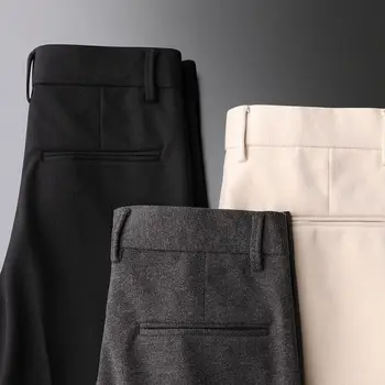 2023 Мужские Осенне-зимние новые шерстяные брюки с высокой талией, мужские деловые повседневные прямые брюки, Мужские Корейские свободные костюмные брюки P406
