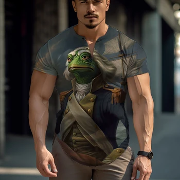 2023 новая модная повседневная мужская футболка с 3D-принтом лягушки с короткими рукавами, простая и универсальная спортивная футболка для отдыха с короткими рукавами