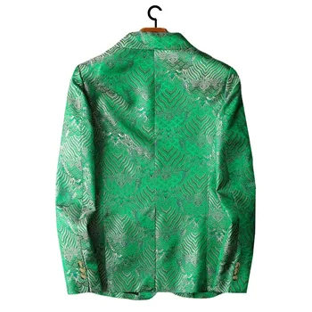 2023 Новый мужской Жаккардовый костюм, 2 предмета, зеленое модное мужское роскошное деловое платье для светской танцевальной вечеринки, блейзеры и брюки