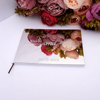 25x18 см Персонализированная Гостевая книга для свадебных подписей Акриловое зеркало Белый Пустой Фотоальбом для вечеринок