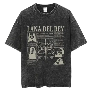 Lana Del Rey Ldr Sailing Vintage Wash Футболка Мужская в стиле Хип-Хоп Ретро Футболка Мужская Женская Мода Негабаритные Футболки Уличная одежда