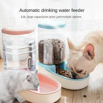Большая емкость 3,8 Л Автоматический Дозатор Корма Для Домашних Животных Self-Disposing Pet Feeder Gravity Waterer Миска Для Кормления Кошек И Собак Pet Bowl