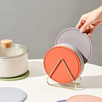 Бытовая Кухонная Силиконовая Круглая Изоляционная Прокладка Толстая Подставка Для Защиты Стола Macaron Color Series Салфетки для Стола