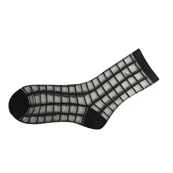 Винтажные носки в горошек для экипажа, Летние ультратонкие сетчатые Ажурные кружевные Свободные полосатые носки в Японском стиле Harajuku, открытые женские носки