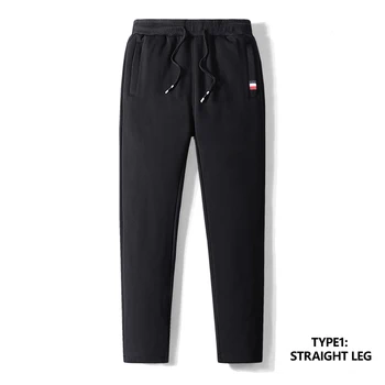 Высококачественные теплые осенне-зимние мужские хлопчатобумажные брюки для фитнеса и спортивные штаны с плюшевой подкладкой для тепла на улице, M-8XL