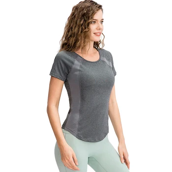 Женская компрессионная футболка с коротким рукавом, быстросохнущая спортивная футболка, топ для занятий бегом, йогой, футболка для занятий в тренажерном зале