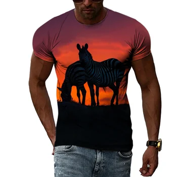 Летняя мужская футболка с рисунком зебры в стиле хип-хоп, 3D-принт, стильная одежда с коротким рукавом и круглым вырезом, Модная одежда