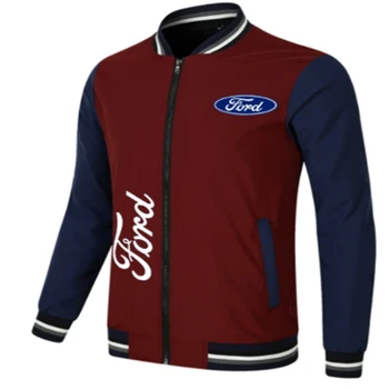 Мужская Новая весенне-осенняя мужская повседневная спортивная свободная бейсбольная куртка с логотипом FORD на молнии, тонкое байкерское пальто H