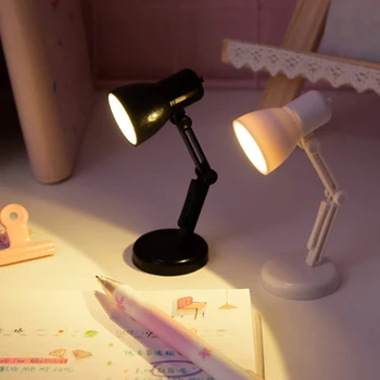 Настольная мини-лампа 1шт с теплым и холодным светом, мебель для кукольного домика, игрушки, защита глаз, светодиодные лампы, креативные ночные светильники для спальни